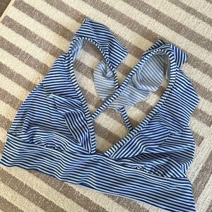 Aerie Blue and White Striped Bikini Top
